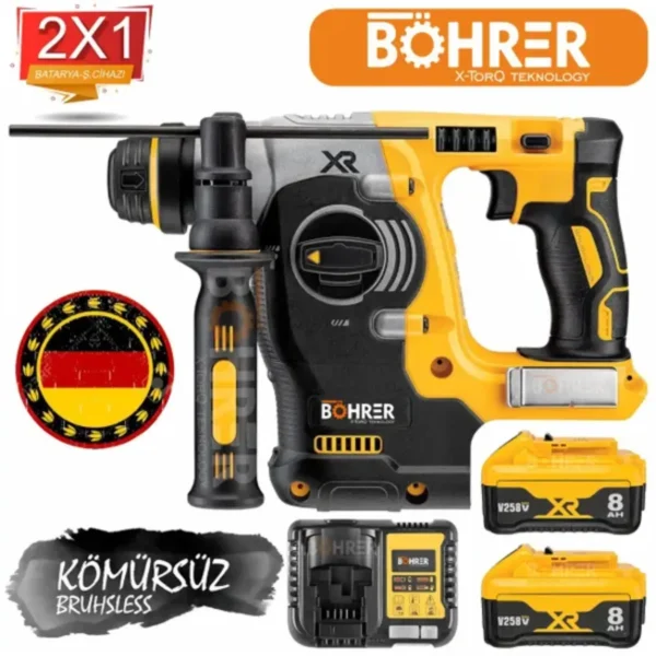 BÖHRER Akülü Kırıcı Delici Çift Fonksiyonlu Hafif Tek El Kullanımına Uygun V258 5Ah Hilti Matkap