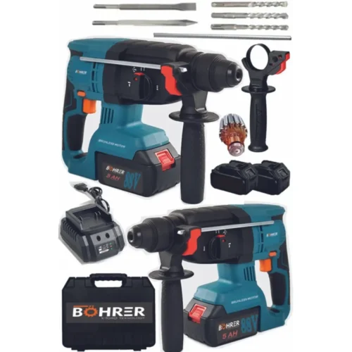 BÖHRER Pro Hummer Drill Bakır Sargılı 88 V 5 Ah Brushless Çift Akülü Şarjlı Kırıcı Delici Darbeli Hilti