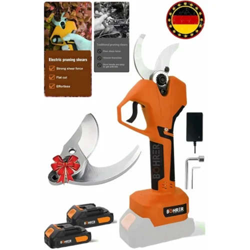 BÖHRER V258 5ah 25mm Çift Kademeli Kömürsüz Orange Akülü Budama Makası Ve Budama Makinesi +1 Bıçak Takımı