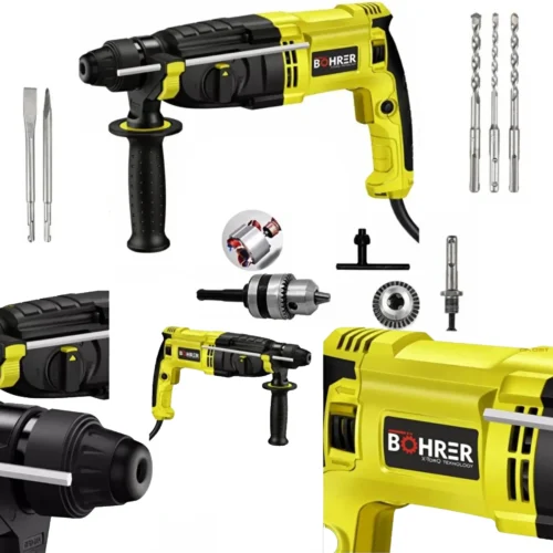 BÖHRER Yellow 2450w Bakır Sargılı Metal Şanzıman Kırıcı Delici Hilti 5 Adet Uç Yedek Mandren Hediyeli