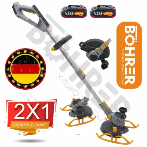 BÖHRER Alman V258 5 Ah Akülü Taşınabilir 3 Ü Bir Arada Çim Biçme Makinesi